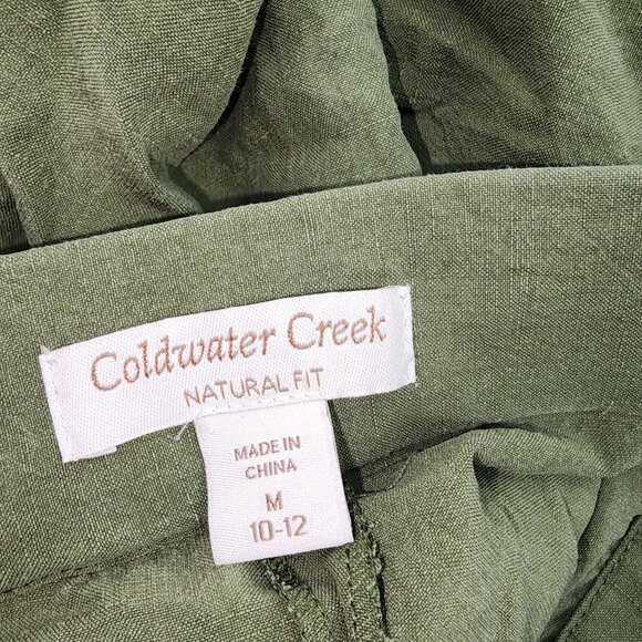 Women's Coldwater Creek Natural Fit Green Silk Linen Pants Wide Leg Medium 10/12 - Picture 4 of 6